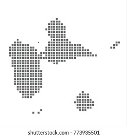 Pixel map of Guadeloupe. Vector dotted map of Guadeloupe isolated on white background. Guadeloupe map page symbol for your web site design map logo, app, ui, Travel vector eps10 