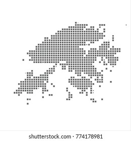 Pixel map of Hong Kong. Vector dotted map of Hong Kong isolated on white background. Hong Kong map page symbol for your web site design map logo, app, ui, Travel vector eps10 