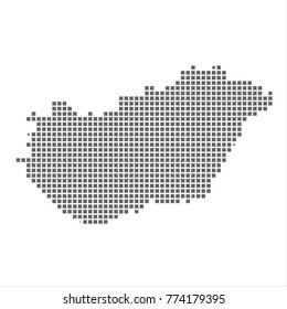 Pixel map of Hungary. Vector dotted map of Hungary isolated on white background. Hungary map page symbol for your web site design map logo, app, ui, Travel vector eps10 