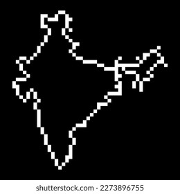 Pixel map of India. Vector illustration.
