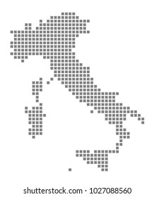 Pixel map of Italy. Vector dotted map of Italy isolated on white background. Abstract computer graphic of Italy map. vector illustration.