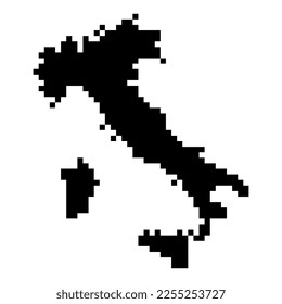 Pixel map of Italy. Vector illustration.