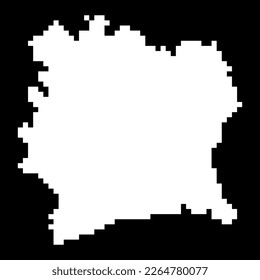 Pixel map of Ivory Coast. Vector illustration.