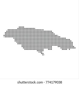 Pixel map of Jamaica. Vector dotted map of Jamaica isolated on white background. Jamaica map page symbol for your web site design map logo, app, ui, Travel vector eps10 