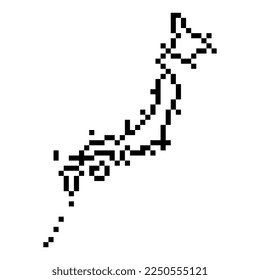 Pixel map of Japan. Vector illustration.