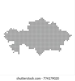 Pixel map of Kazakhstan. Vector dotted map of Kazakhstan isolated on white background. Kazakhstan map page symbol for your web site design map logo, app, ui, Travel vector eps10 