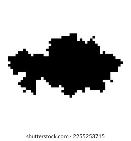 Pixel map of Kazakhstan. Vector illustration.