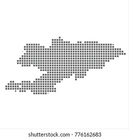 Pixel map of Kyrgyzstan. Vector dotted map of Kyrgyzstan isolated on white background. Kyrgyzstan map page symbol for your web site design map logo, app, ui, Travel vector eps10 