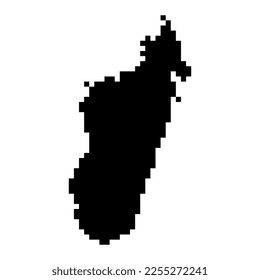 Pixel map of Madagascar. Vector illustration.