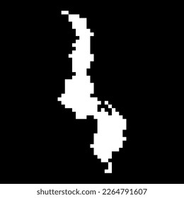 Pixel map of Malawi. Vector illustration.
