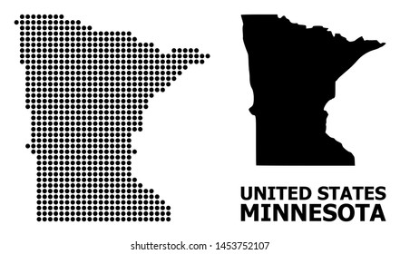 Pixel map of Minnesota State composition and solid illustration. Vector map of Minnesota State composition of sphere dots on a white background.