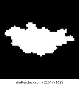 Pixel map of Mongolia. Vector illustration.