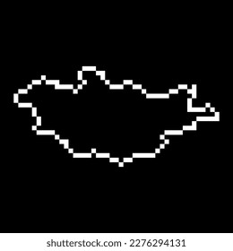 Pixel map of Mongolia. Vector illustration.