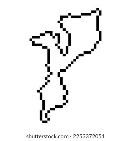 Mapa de píxeles de Mozambique. Ilustración vectorial.