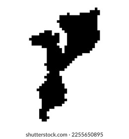 Mapa de píxeles de Mozambique. Ilustración vectorial.