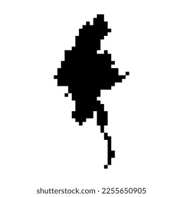 Pixel map of Myanmar. Vector illustration.