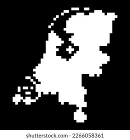 Pixel map of Netherlands. Vector illustration.