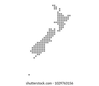 Pixel map of New Zealand. Vector dotted map of New Zealand isolated on white background. Abstract computer graphic of New Zealand map. vector illustration.