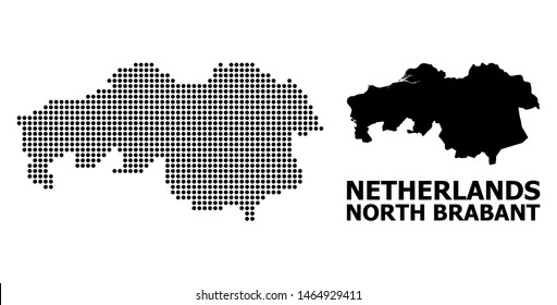 Pixel map of North Brabant Province composition and solid illustration. Vector map of North Brabant Province composition of circle elements on a white background.