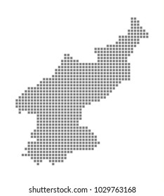 Pixel map of North Korea. Vector dotted map of North Korea isolated on white background. Abstract computer graphic of North Korea map. vector illustration.