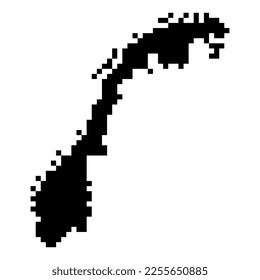 Pixel map of Norway. Vector illustration.