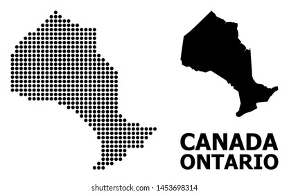 Pixel map of Ontario Province mosaic and solid illustration. Vector map of Ontario Province combination of round dots on a white background. Abstract flat geographic plan for political templates.