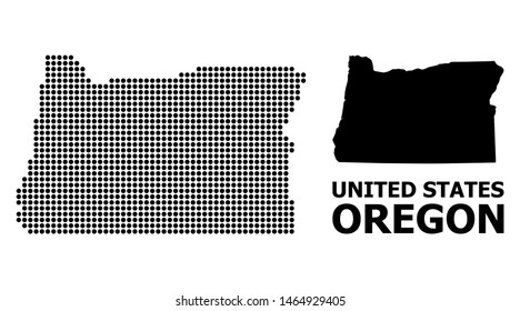 Pixel map of Oregon State composition and solid illustration. Vector map of Oregon State composition of spheric pixels on a white background.