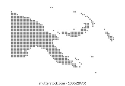 Pixel map of Papua New Guinea. Vector dotted map of Papua New Guinea isolated on white background. Abstract computer graphic of Papua New Guinea map. vector illustration.