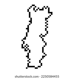 Pixel map of Portugal. Vector illustration.