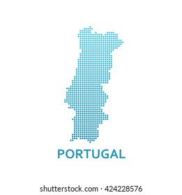 Pixel Map of Portugal, Vector Illustration isolated on white background