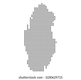 Pixel map of Qatar. Vector dotted map of Qatar isolated on white background. Abstract computer graphic of Qatar map. vector illustration.