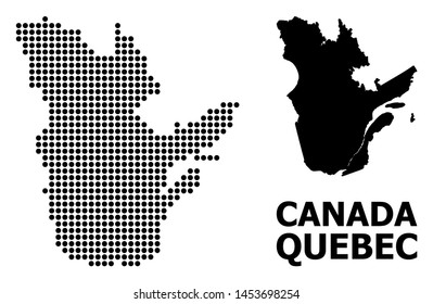 Pixel map of Quebec Province composition and solid illustration. Vector map of Quebec Province composition of circle pixels on a white background.