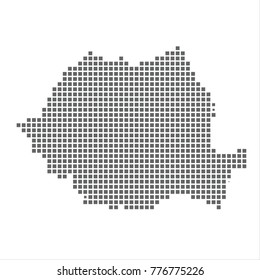 Pixel map of Romania. Vector dotted map of Romania isolated on white background. Romania map page symbol for your web site design map logo, app, ui, Travel vector eps10 