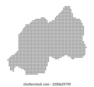 Pixel map of Rwanda. Vector dotted map of Rwanda isolated on white background. Abstract computer graphic of Rwanda map. vector illustration.