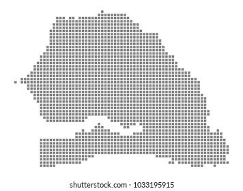 Pixel map of Senegal. Vector dotted map of Senegal isolated on white background. Abstract computer graphic of Senegal map. vector illustration.