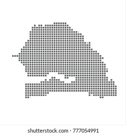 Pixel map of Senegal. Vector dotted map of Senegal isolated on white background. Senegal map page symbol for your web site design map logo, app, ui, Travel vector eps10 