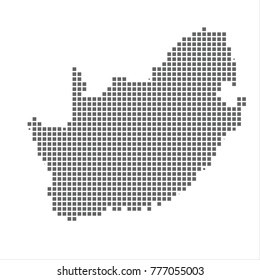 Pixel map of South Africa. Vector dotted map of South Africa isolated on white background. South Africa map page symbol for your web site design map logo, app, ui, Travel vector eps10 