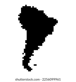 Pixel map of South America. Vector illustration.