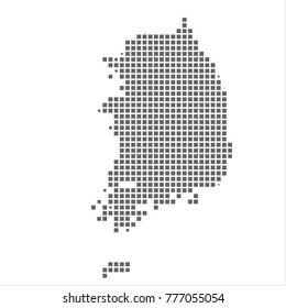 Pixel map of South Korea. Vector dotted map of South Korea isolated on white background. South Korea map page symbol for your web site design map logo, app, ui, Travel vector eps10 