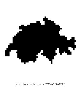 Pixel map of Switzerland. Vector illustration.