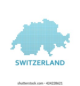 Pixel Map of Switzerland, Vector Illustration isolated on white background