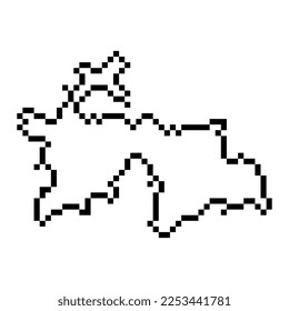 Pixel map of Tajikistan. Vector illustration.