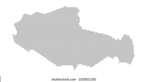 Pixel map of Tibet. Vector dotted map of Tibet isolated on white background. Abstract computer graphic of Tibet map. vector illustration.