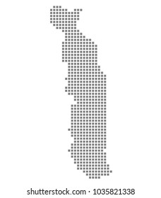 Pixel map of Togo. Vector dotted map of Togo isolated on white background. Abstract computer graphic of Togo map. vector illustration.