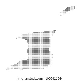 Pixel map of Trinidad And Tobago. Vector dotted map of Trinidad And Tobago isolated on white background. Abstract computer graphic of Trinidad And Tobago map. vector illustration.
