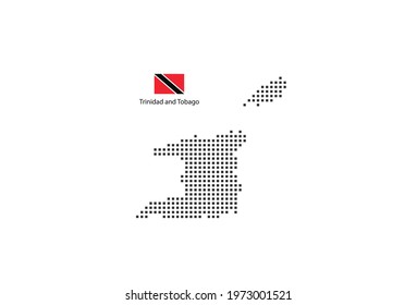 
Pixel map of Trinidad and Tobago. Vector square pixel dotted map of Trinidad and Tobago isolated on white background with Trinidad and Tobago flag.