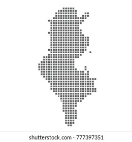 Pixel map of Tunisia. Vector dotted map of Tunisia isolated on white background. Tunisia map page symbol for your web site design map logo, app, ui, Travel vector eps10