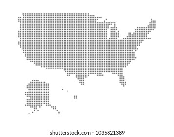 Pixel map of United state of America. Vector dotted map of United state of America isolated on white background. Abstract computer graphic of United state of America map. vector illustration.