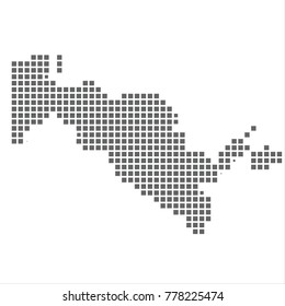 Pixel map of Uzbekistan. Vector dotted map of Uzbekistan isolated on white background. Uzbekistan map page symbol for your web site design map logo, app, ui, Travel vector eps10