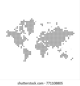 Pixel map of World. Vector dotted map of World isolated on white background. World map page symbol for your web site design map logo, app, ui, Travel vector eps10 